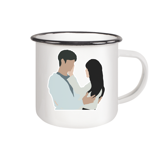 Queen of Tears - Kim Soo-hyun & Kim Ji-won - Baek Hyun-woo & Hong Hae-in - 1 - Emaille Tasse (Black)