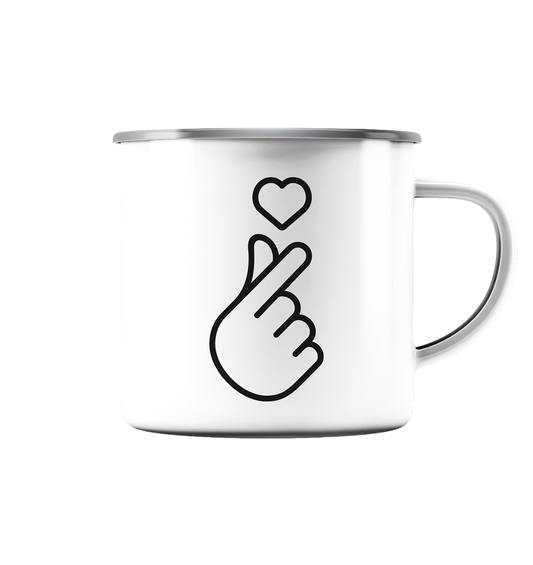 Finger Heart with Heart - Enamel Cup (Silver)