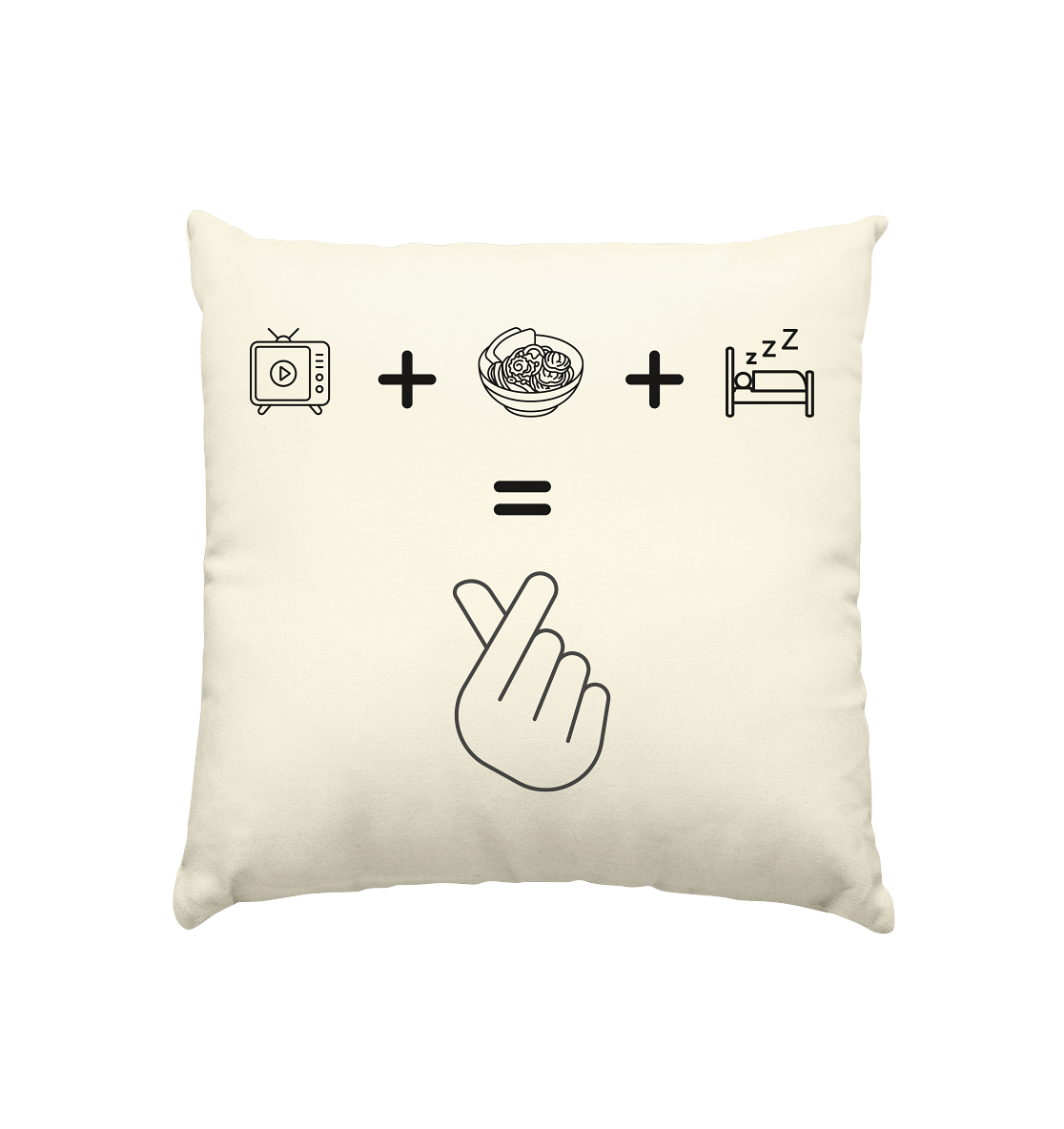 K-Drama, Ramen, Sleep, Finger Heart - Pillow natural 40x40cm