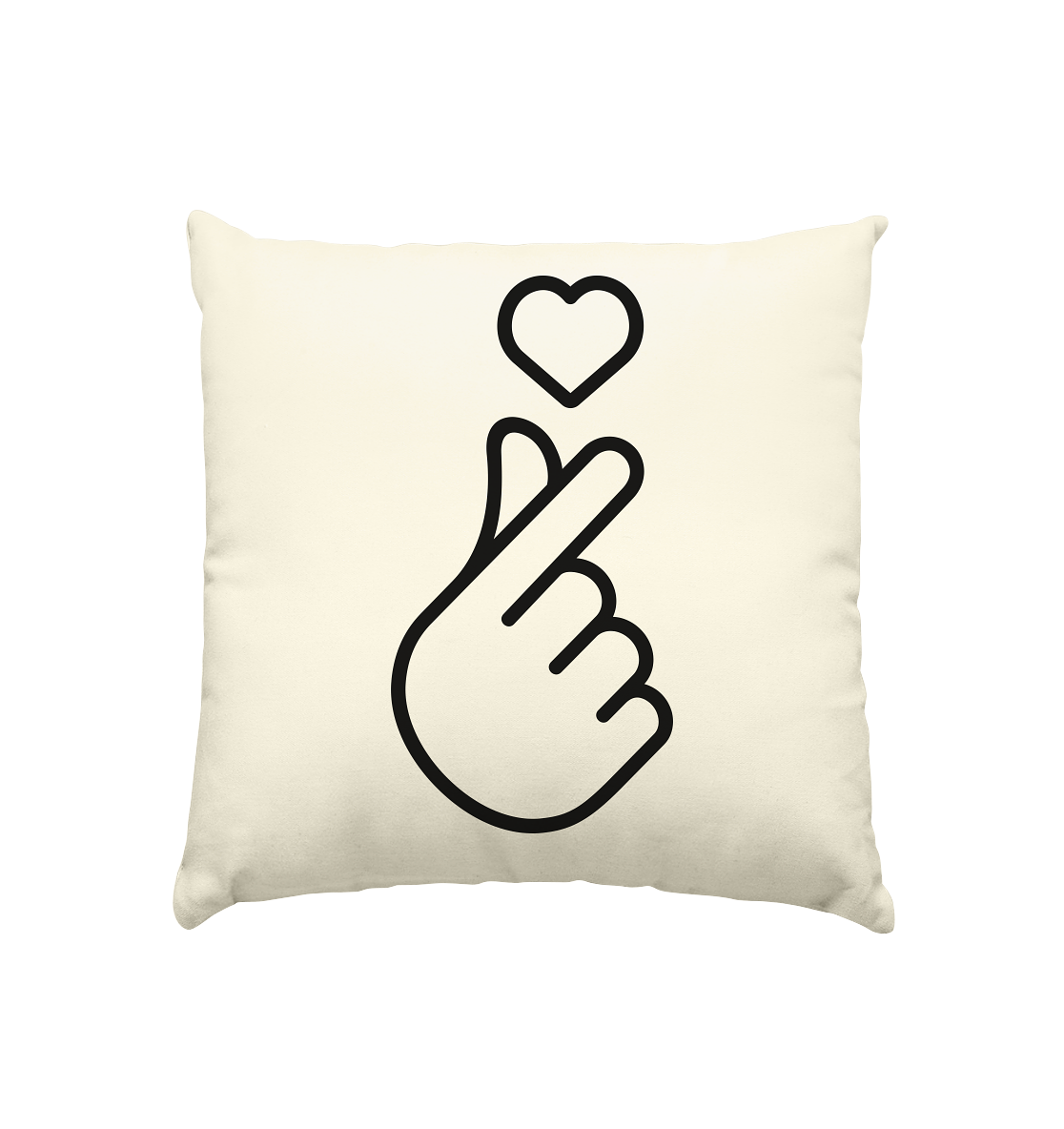 Finger heart with heart - cushion natural 40x40cm