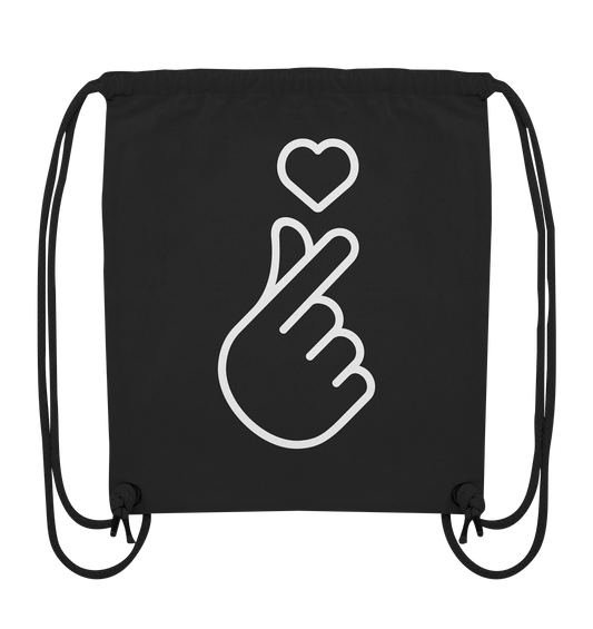 Finger heart with heart - organic gym bag