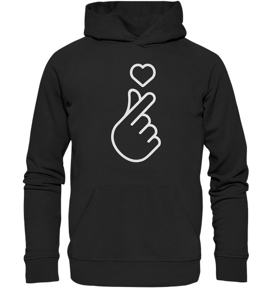 Finger heart with heart - organic hoodie