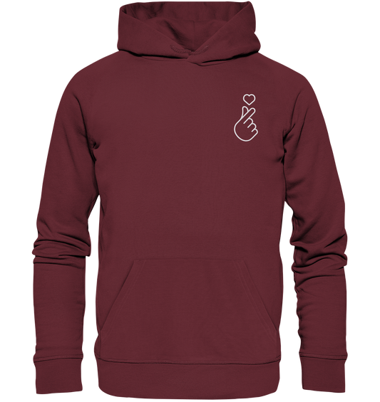 Finger Heart with Heart - Stick - Organic Hoodie (Stick)