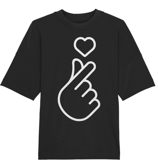 Finger heart with heart - organic oversize shirt