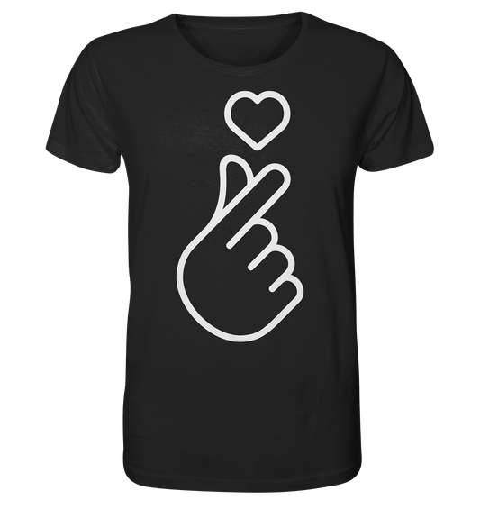 Finger heart with heart - organic shirt