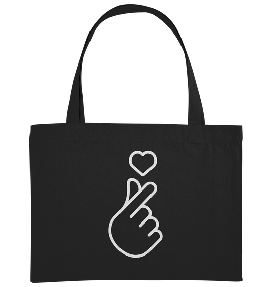 Finger heart with heart - organic shopping bag