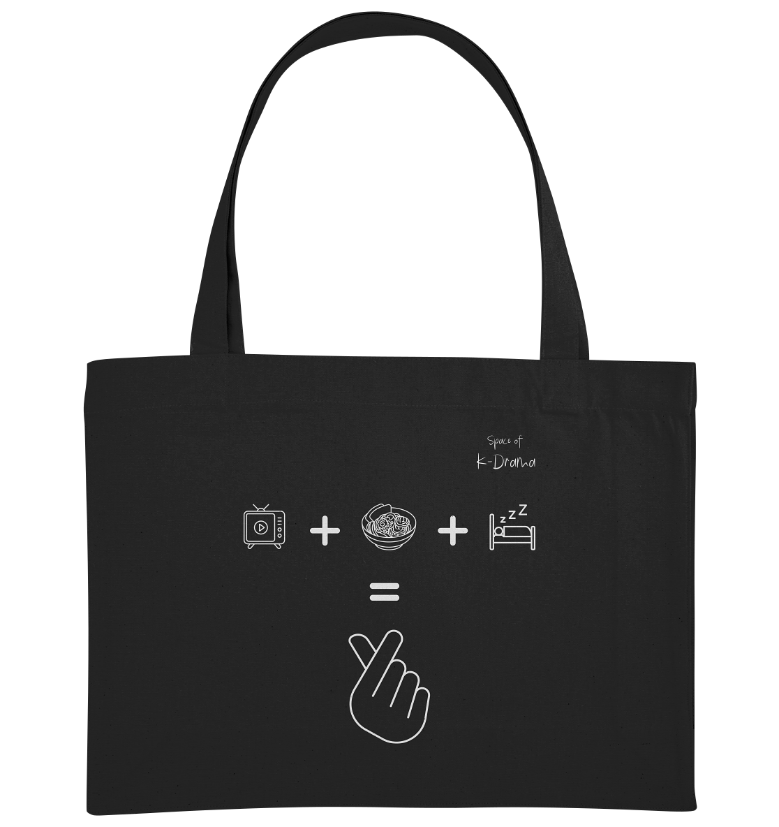 K-Drama, Ramen, Sleep, Finger Heart - Organic Shopping Bag