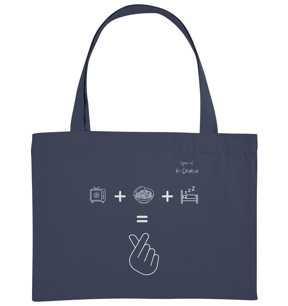 K-Drama, Ramen, Sleep, Finger Heart - Organic Shopping Bag