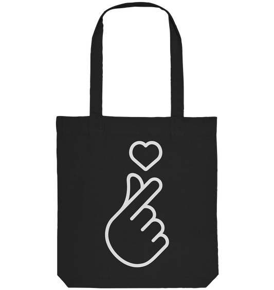 Finger heart with heart - organic tote bag