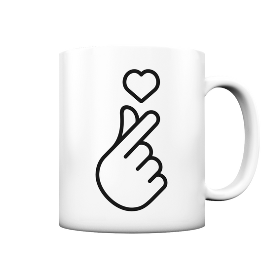 Finger heart with heart - matt cup