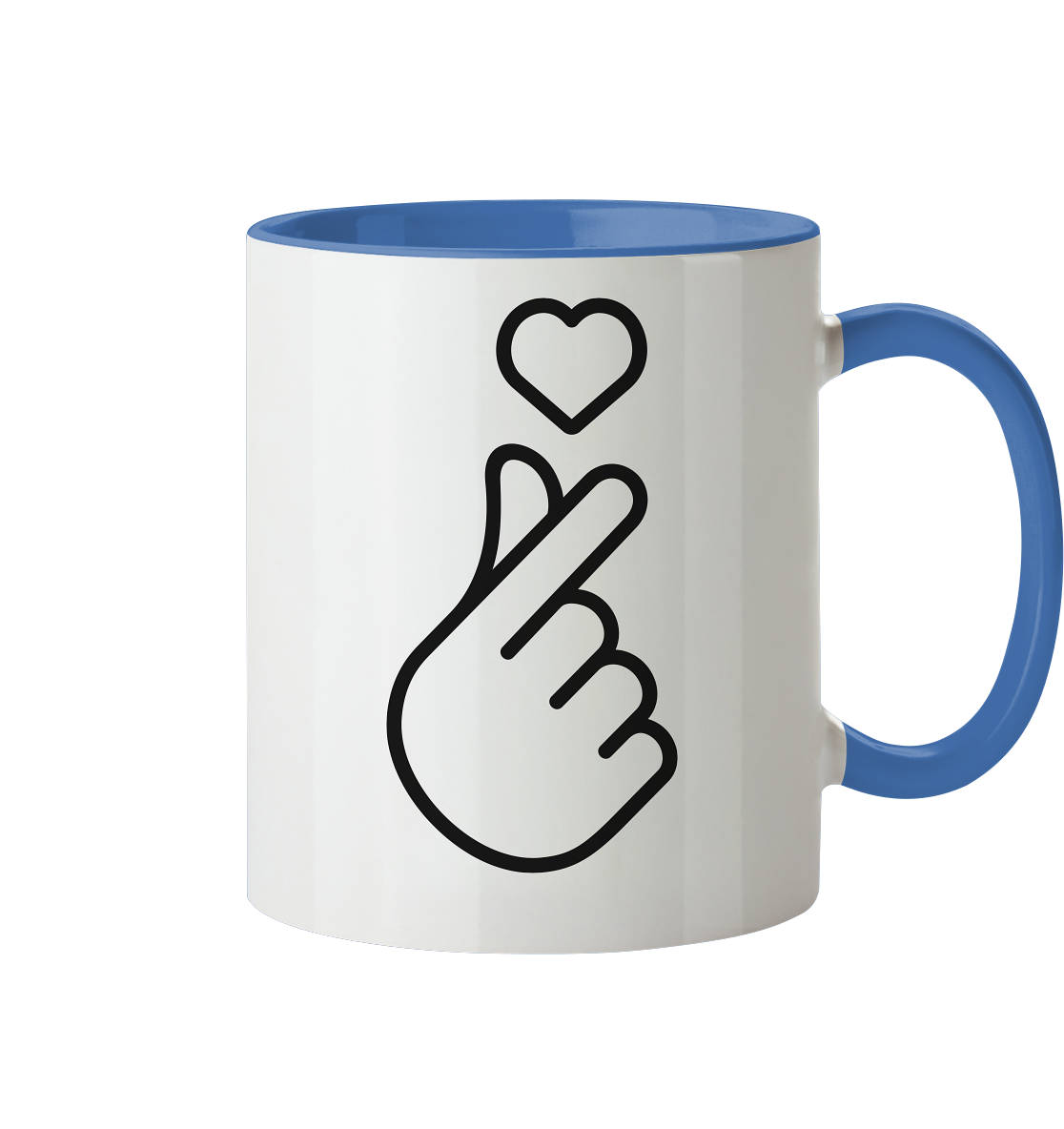 Finger Herz mit Herz - Tasse zweifarbig