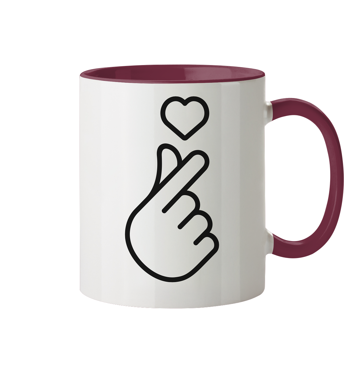 Finger Herz mit Herz - Tasse zweifarbig