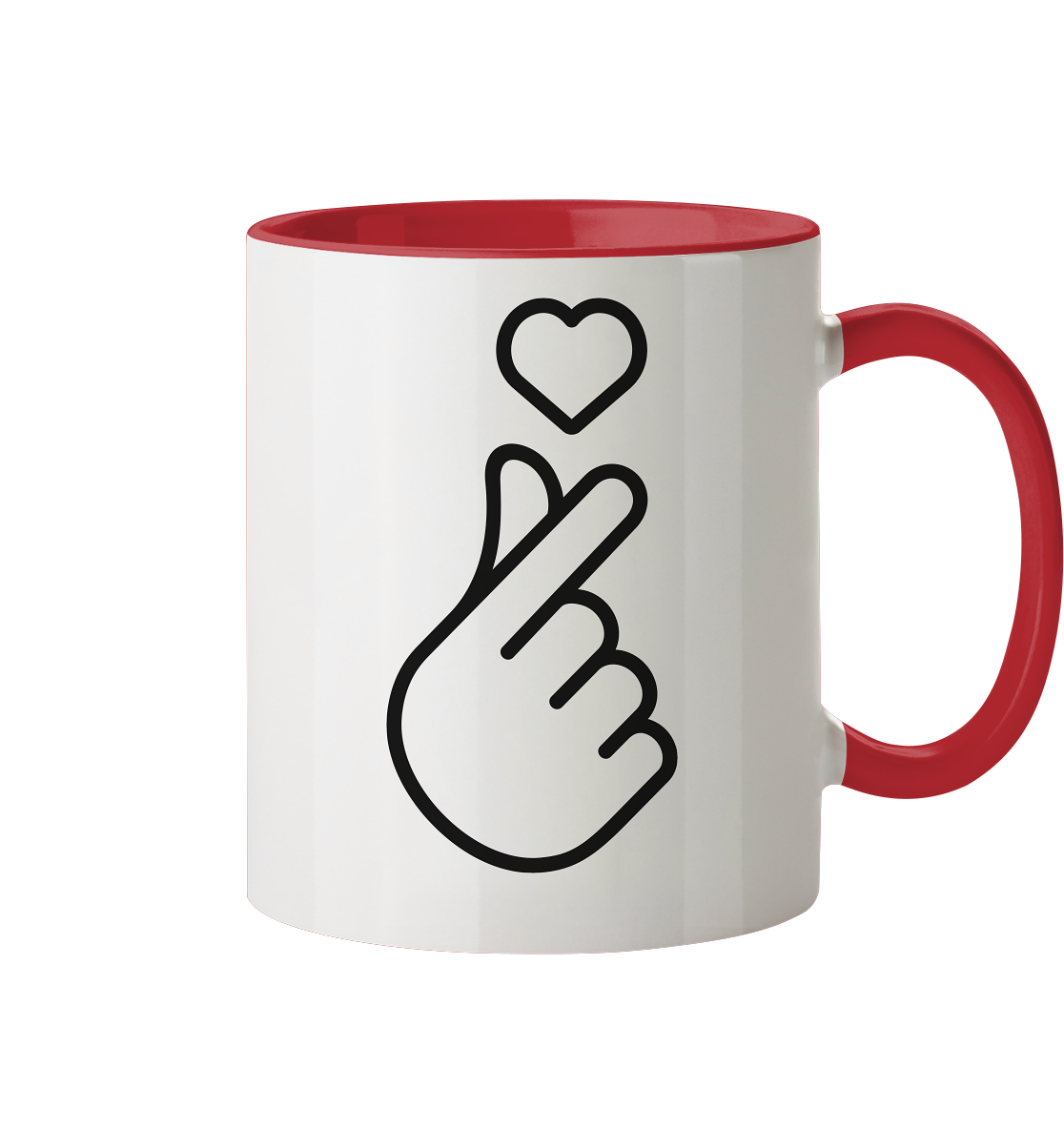 Finger Herz mit Herz - Tasse zweifarbig