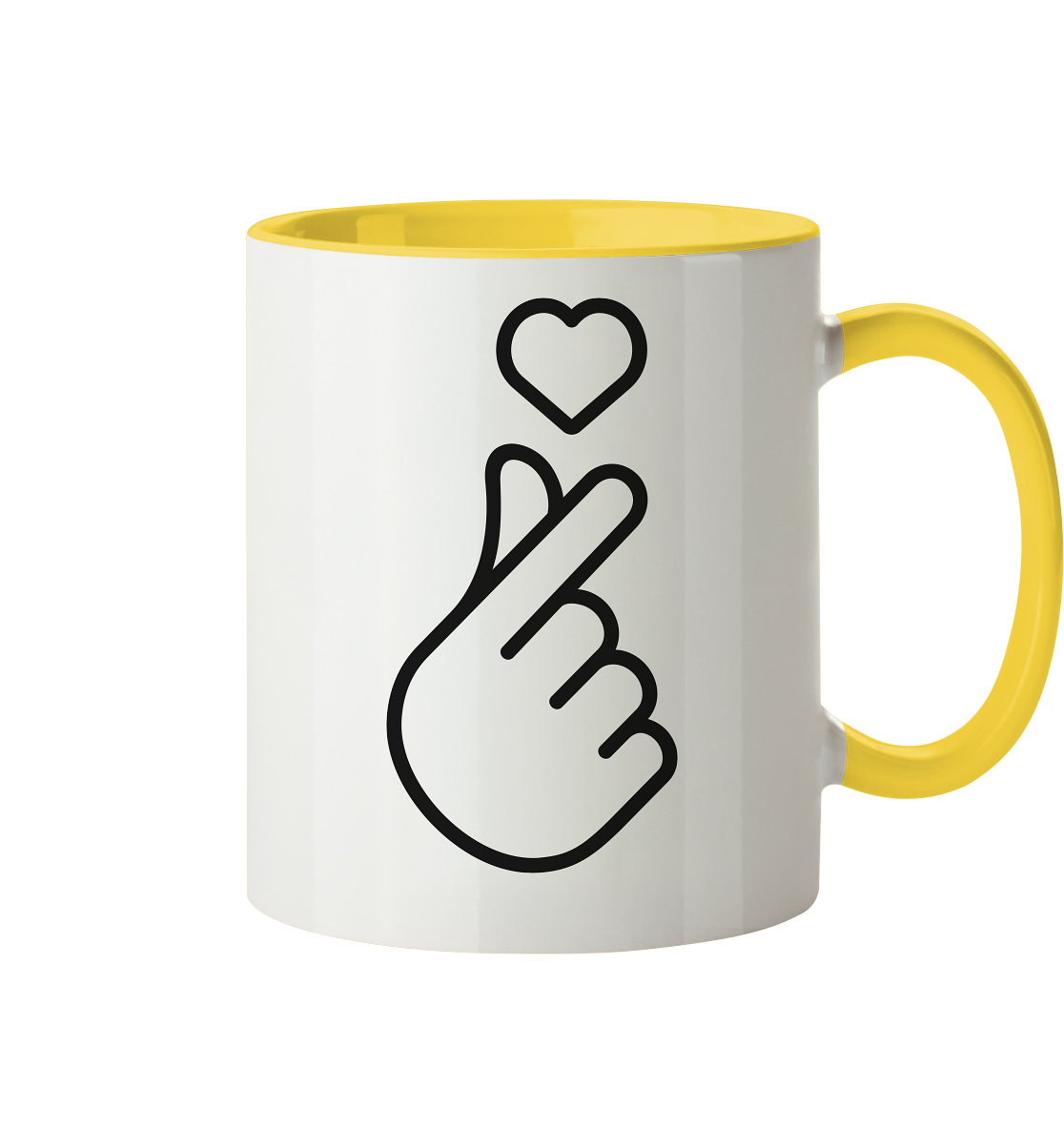 Finger Herz mit Herz - Tasse zweifarbig